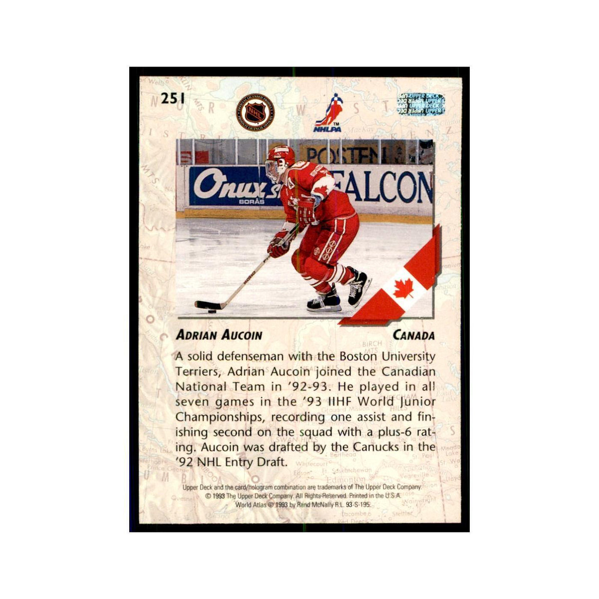 1993 Upper Deck Adrian Aucoin Hockey Cards #251