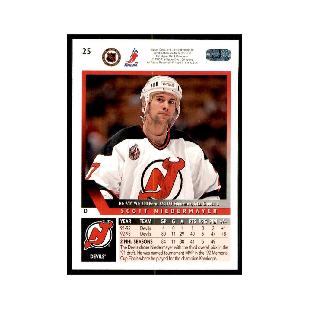 1993 Upper Deck Scott Niedermayer Hockey Cards #25