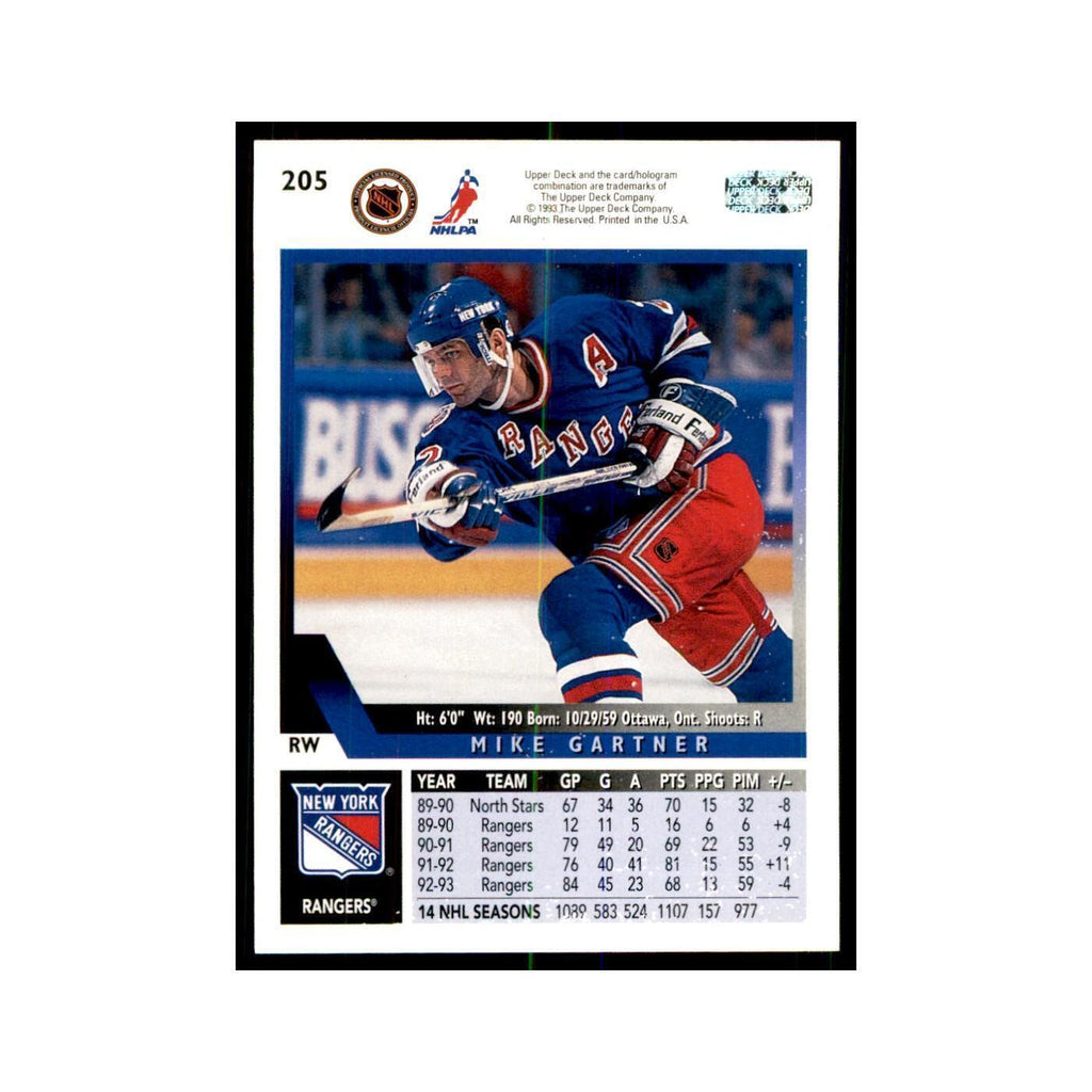 1993 Upper Deck Mike Gartner Hockey Cards #205