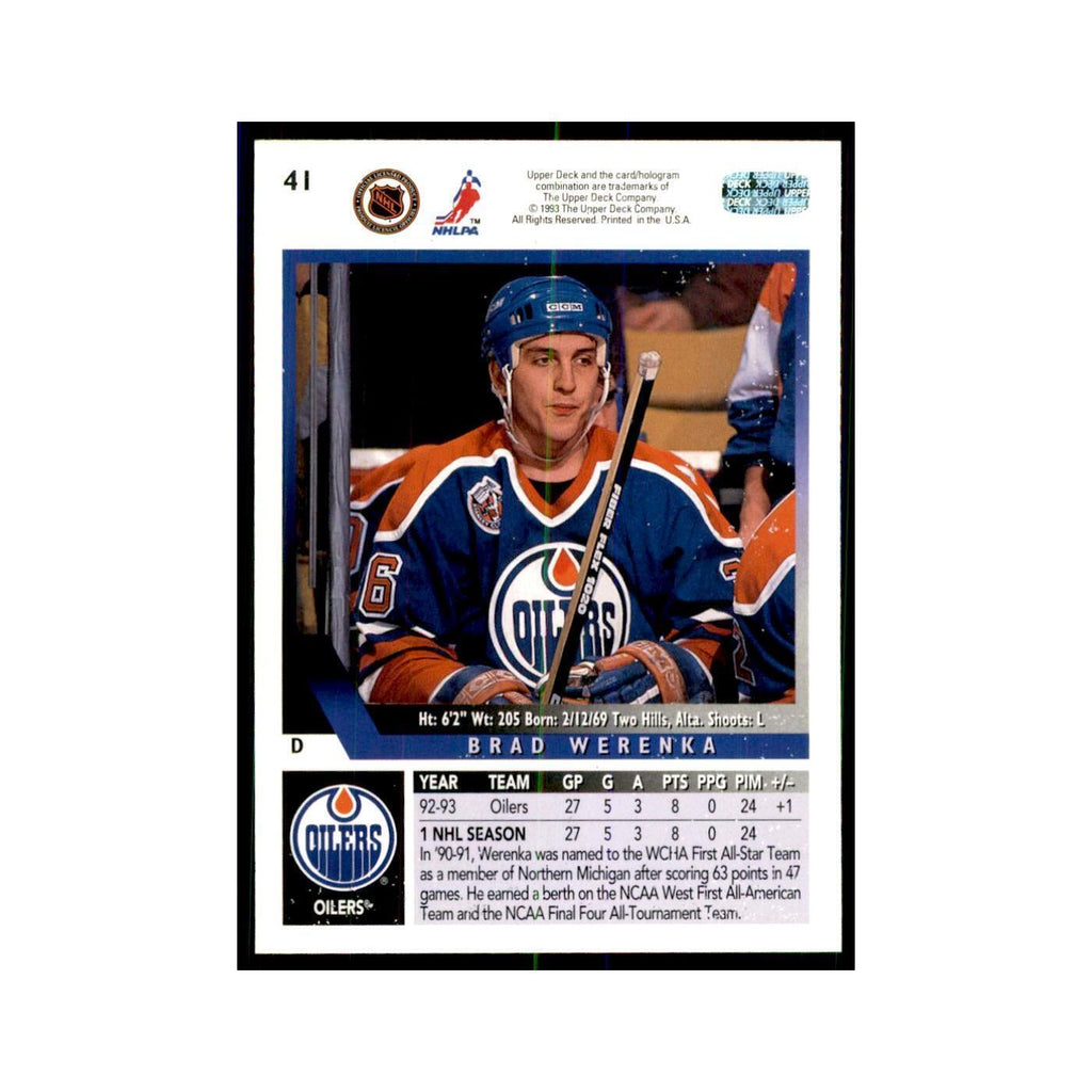 1993 Upper Deck Brad Werenka Hockey Cards #41
