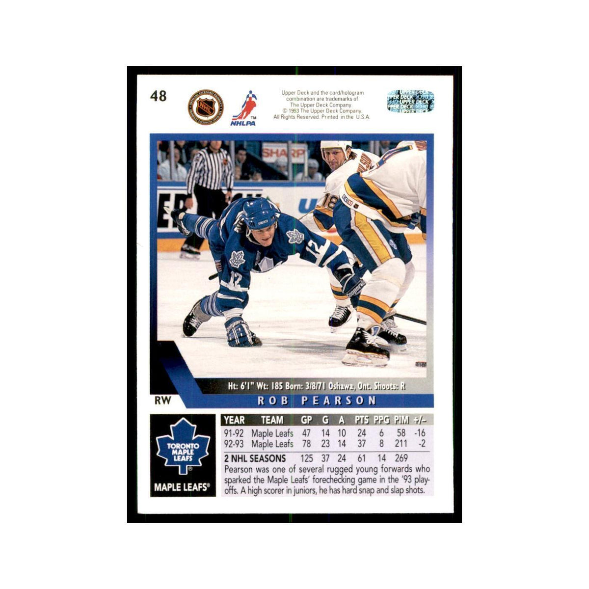1993 Upper Deck Rob Pearson Hockey Cards #48