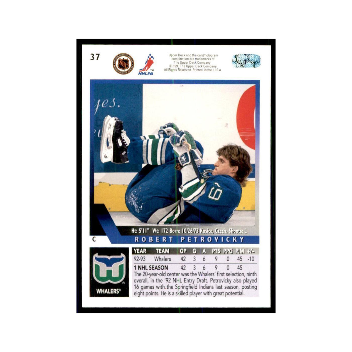 1993 Upper Deck Robert Petrovicky Hockey Cards #37
