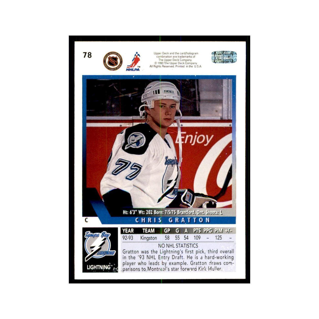 1993 Upper Deck Chris Gratton Hockey Cards #78