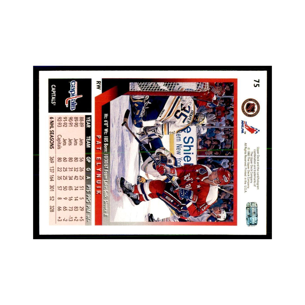 1993 Upper Deck Pat Elynuik Hockey Cards #75