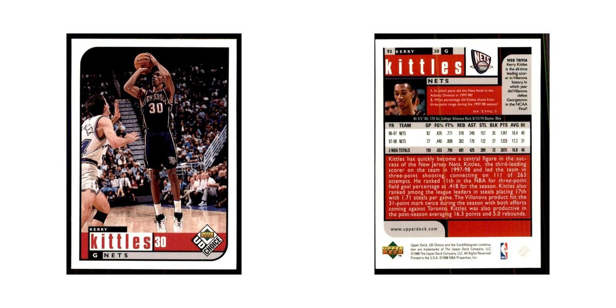 1998 UD Choice Kerry Kittles Basketball Cards #93