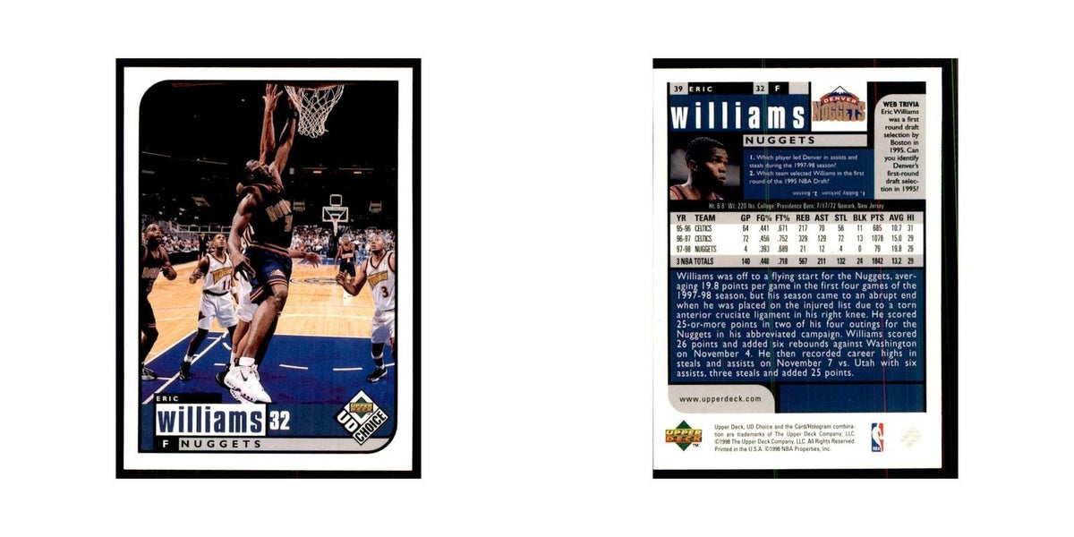 1998 UD Choice Eric Williams Basketball Cards #39