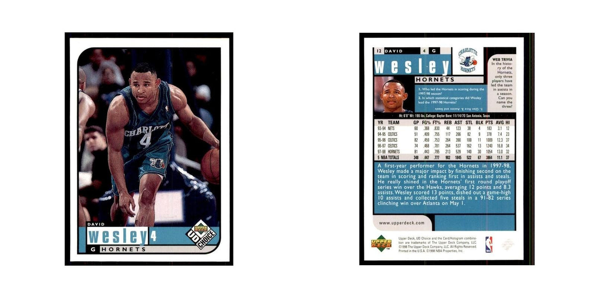 1998 UD Choice David Wesley Basketball Cards #12