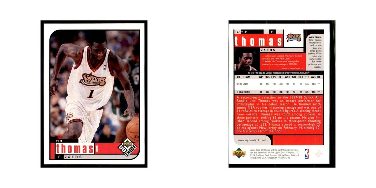 1998 UD Choice Tim Thomas Basketball Cards #107
