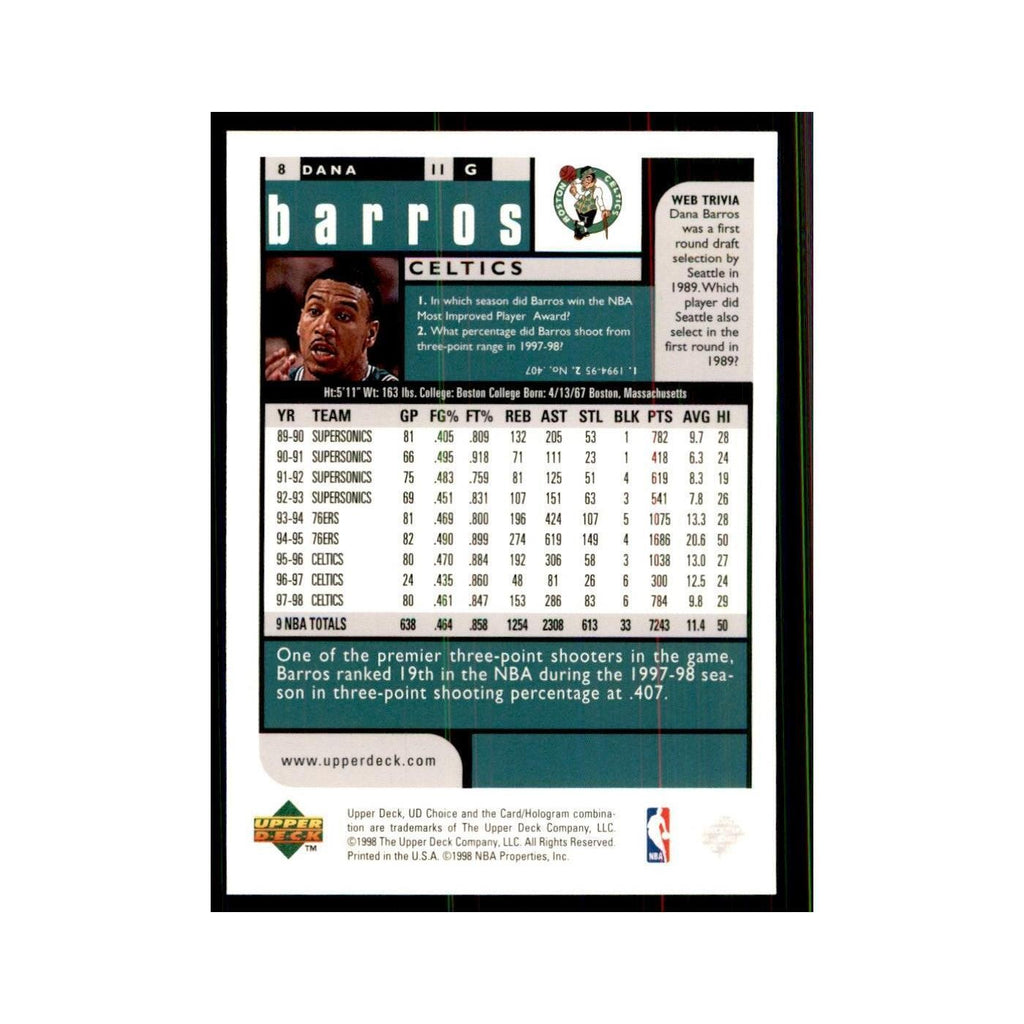 1998 UD Choice Dana Barros Basketball Cards #8