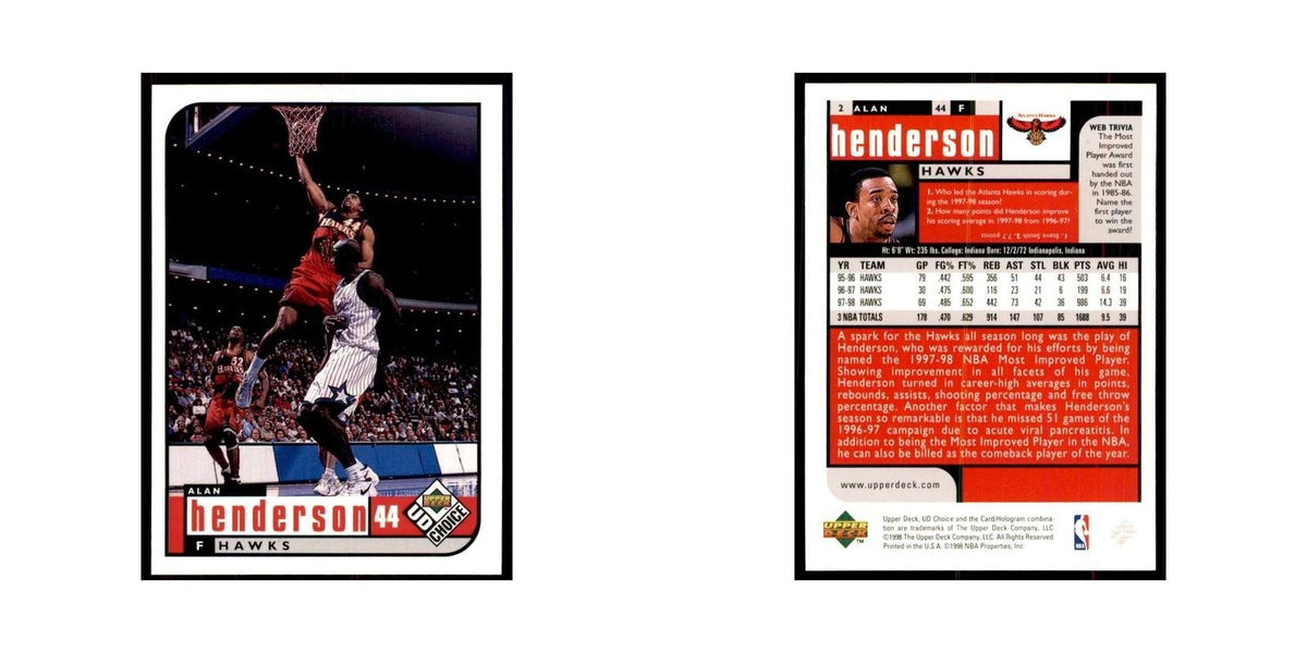 1998 UD Choice Alan Henderson Basketball Cards #2