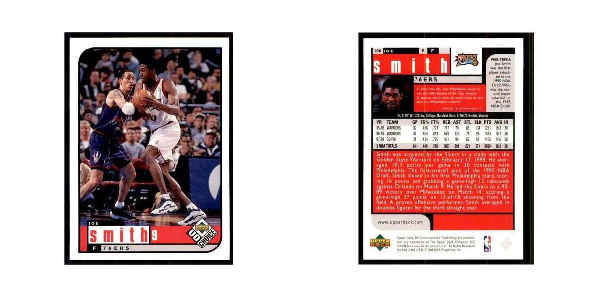 1998 UD Choice Joe Smith Basketball Cards #106