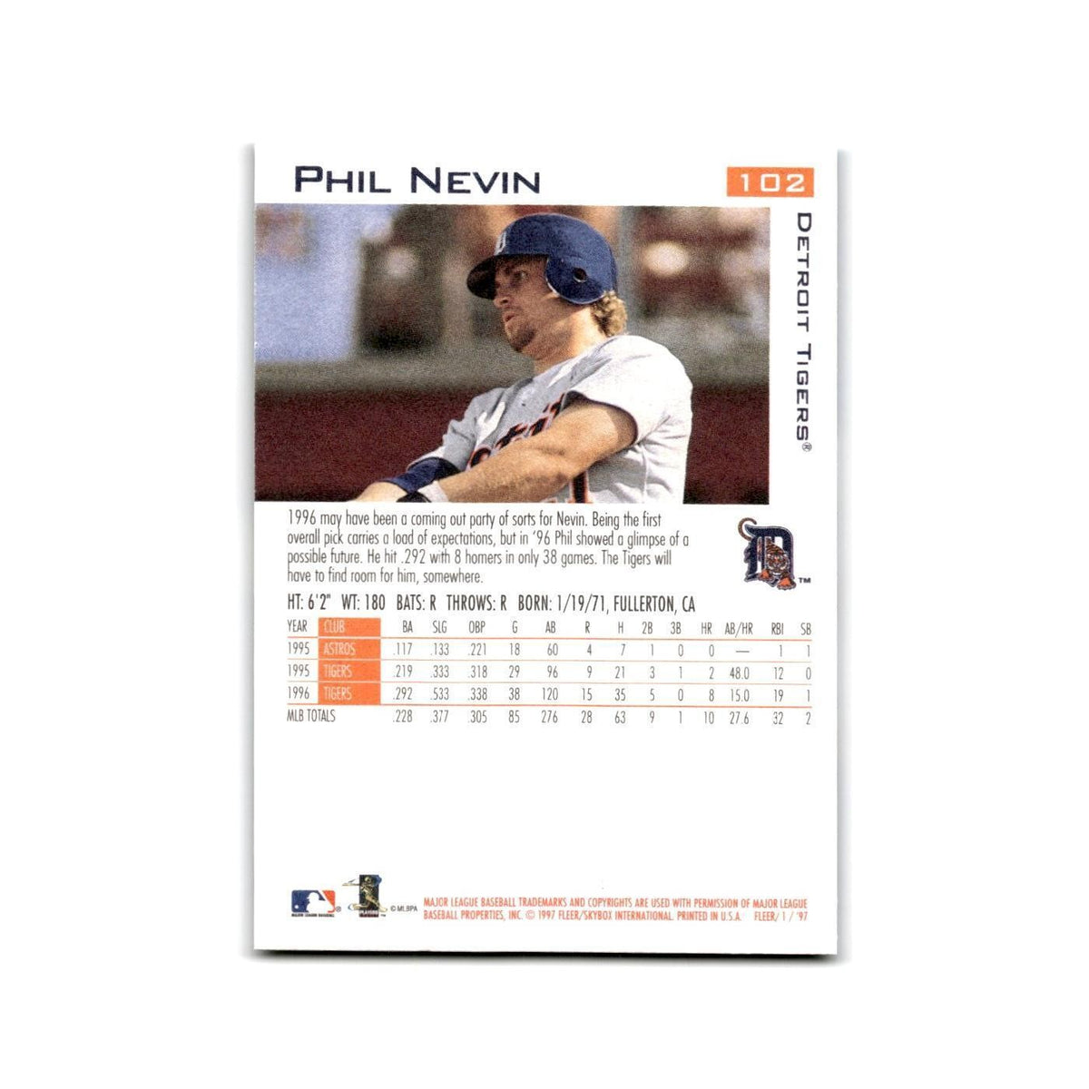 Phil Nevin 1997 Fleer #102 Detroit Tigers Baseball Card NM