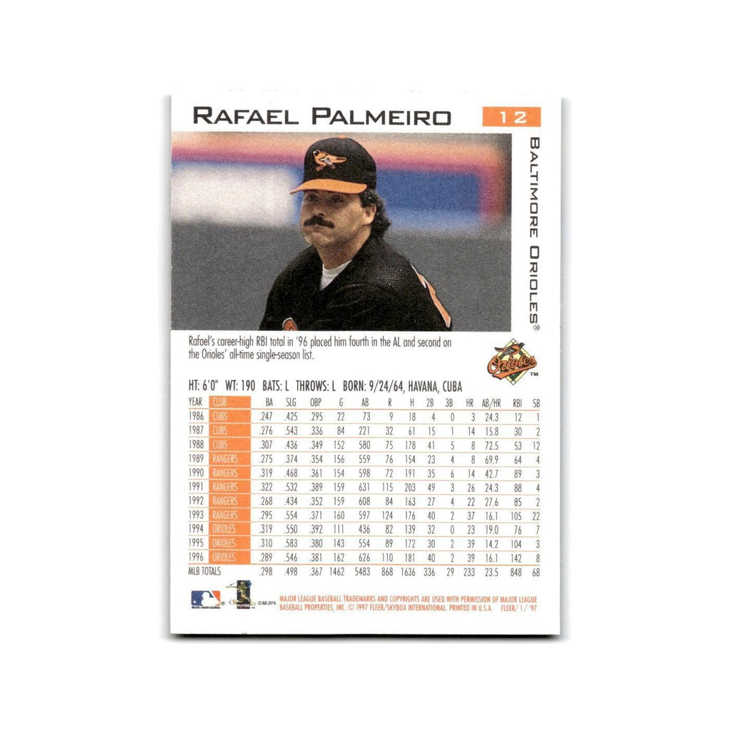 Rafael Palmeiro 1997 Fleer #12 Baltimore Orioles Baseball Card NM