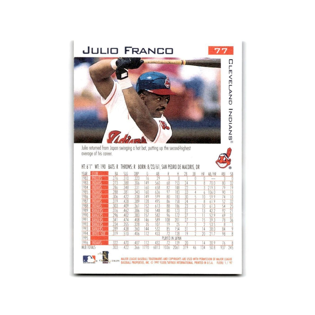 Julio Franco 1997 Fleer #77 Cleveland Indians Baseball Card NM