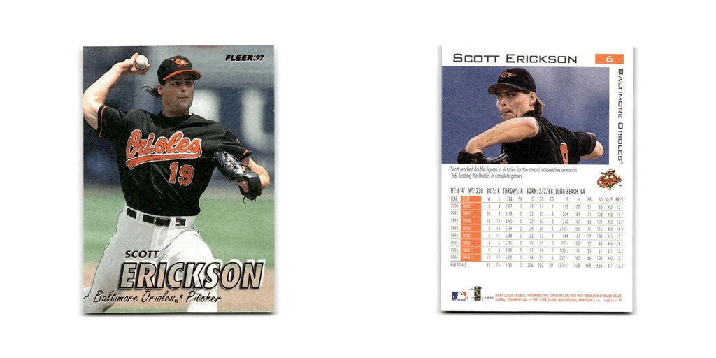 Scott Erickson 1997 Fleer #6 Baltimore Orioles Baseball Card NM