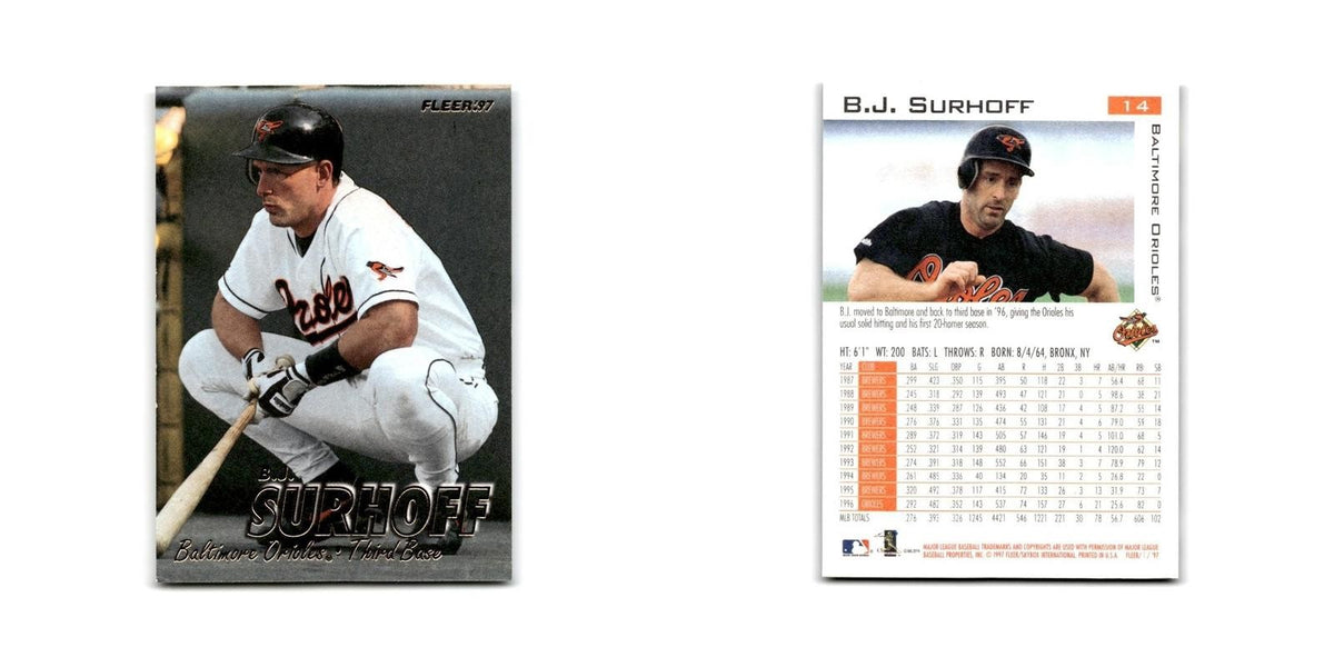 B.J. Surhoff 1997 Fleer #14 Baltimore Orioles Baseball Card NM