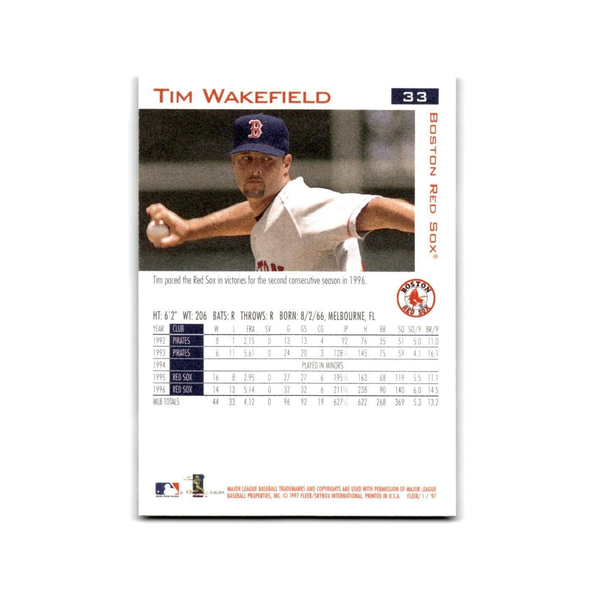 Tim Wakefield 1997 Fleer #33 Boston Red Sox NM
