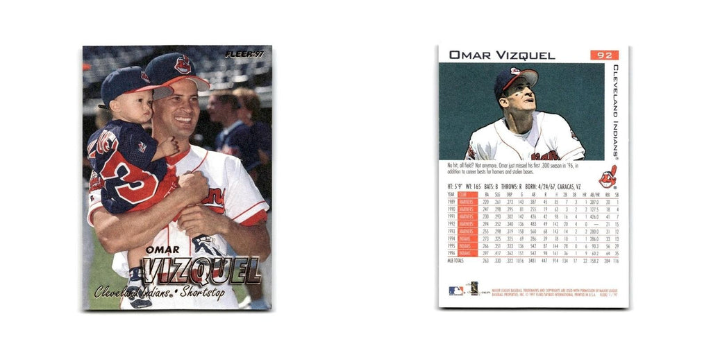 Omar Vizquel 1997 Fleer #92 Cleveland Indians Baseball Card NM
