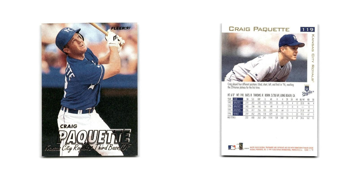 Craig Paquette 1997 Fleer #119 Kansas City Royals Baseball Card NM