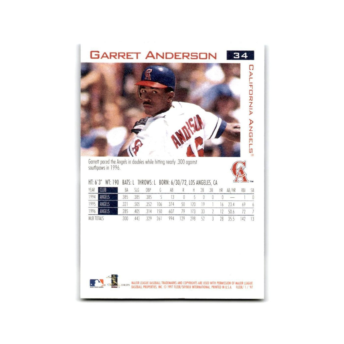 Garret Anderson 1997 Fleer #34 California Angels NM