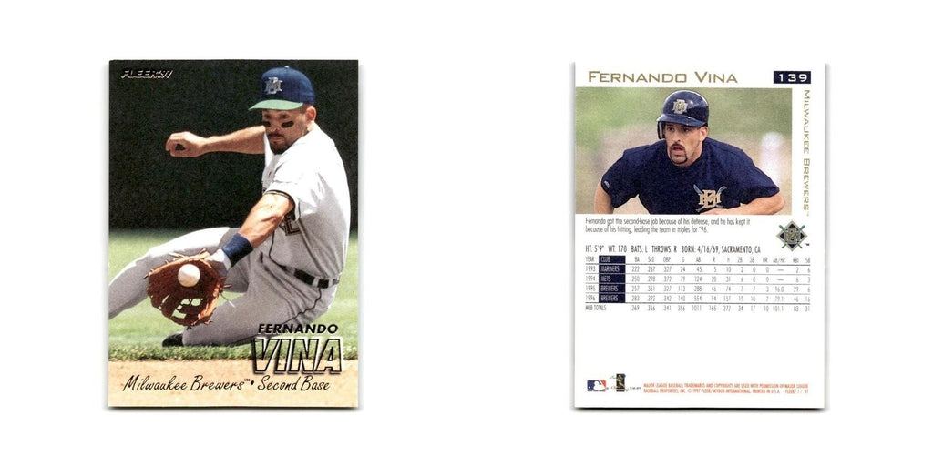 Fernando Vina 1997 Fleer #139 Milwaukee Brewers Baseball Card NM