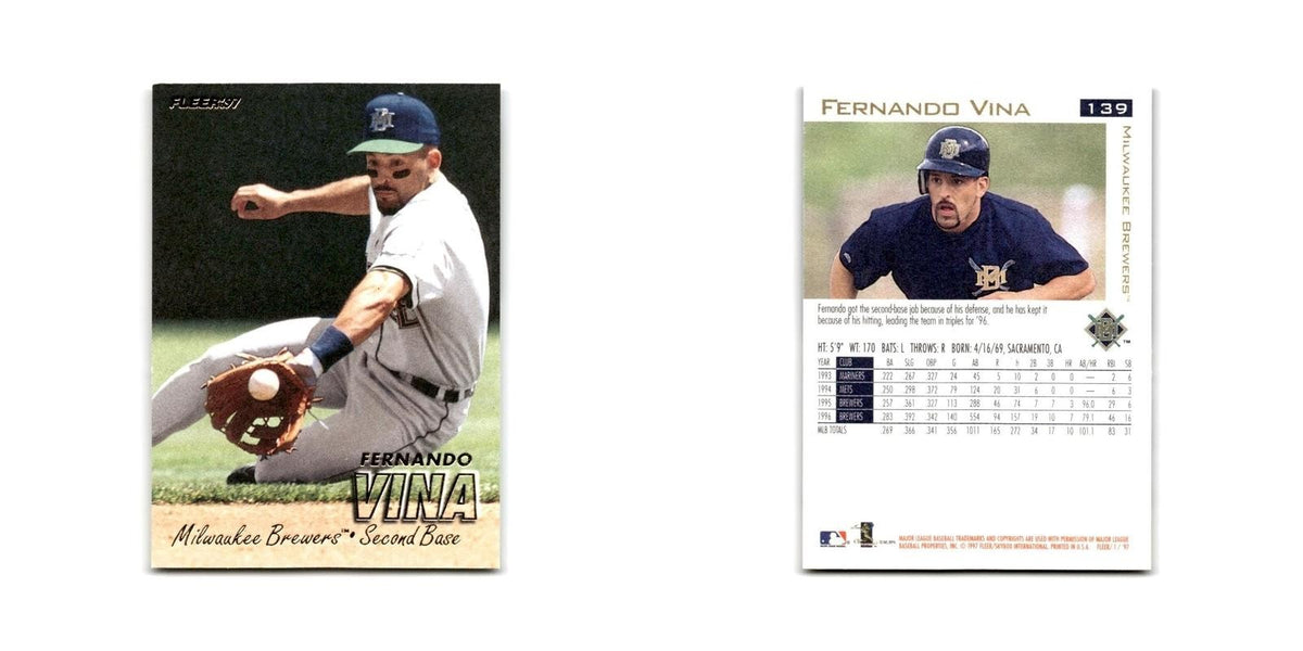 Fernando Vina 1997 Fleer #139 Milwaukee Brewers Baseball Card NM