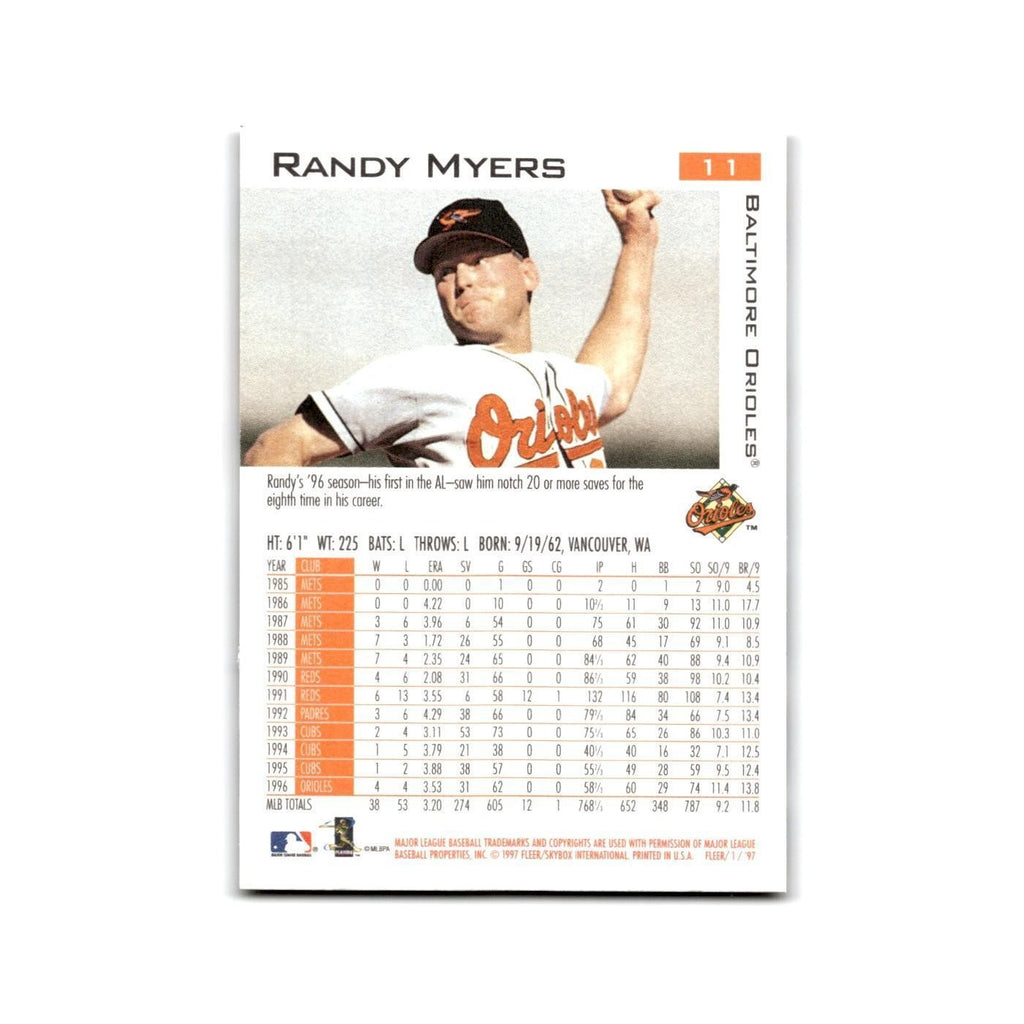 Randy Myers 1997 Fleer #11 Baltimore Orioles Baseball Card NM