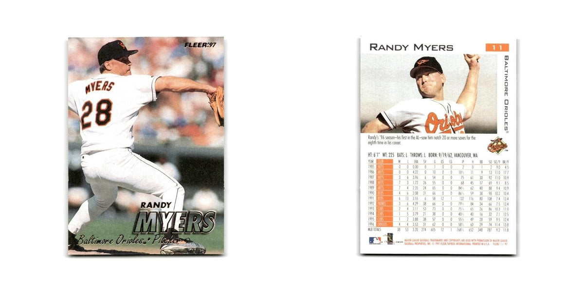 Randy Myers 1997 Fleer #11 Baltimore Orioles Baseball Card NM