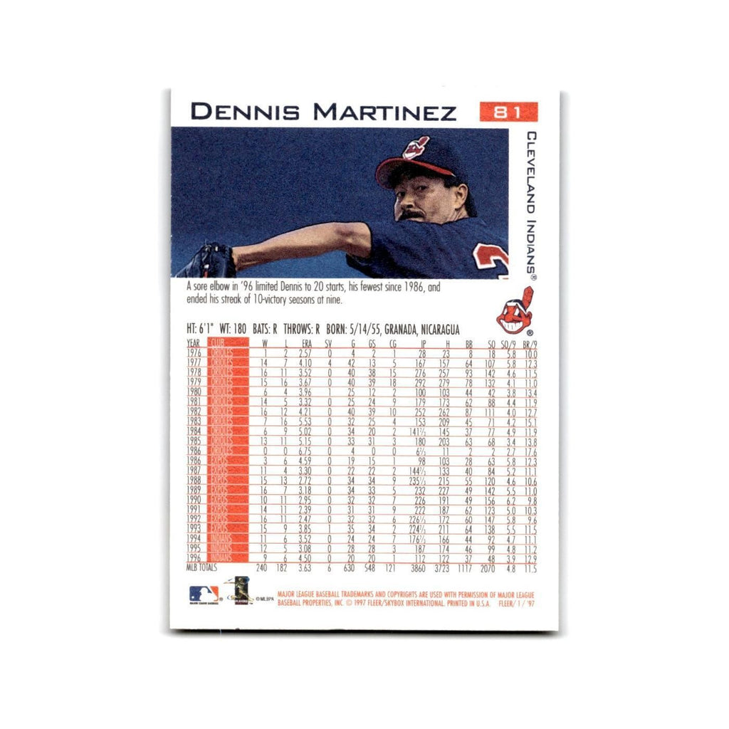 Dennis Martinez 1997 Fleer #81 Cleveland Indians Baseball Card NM