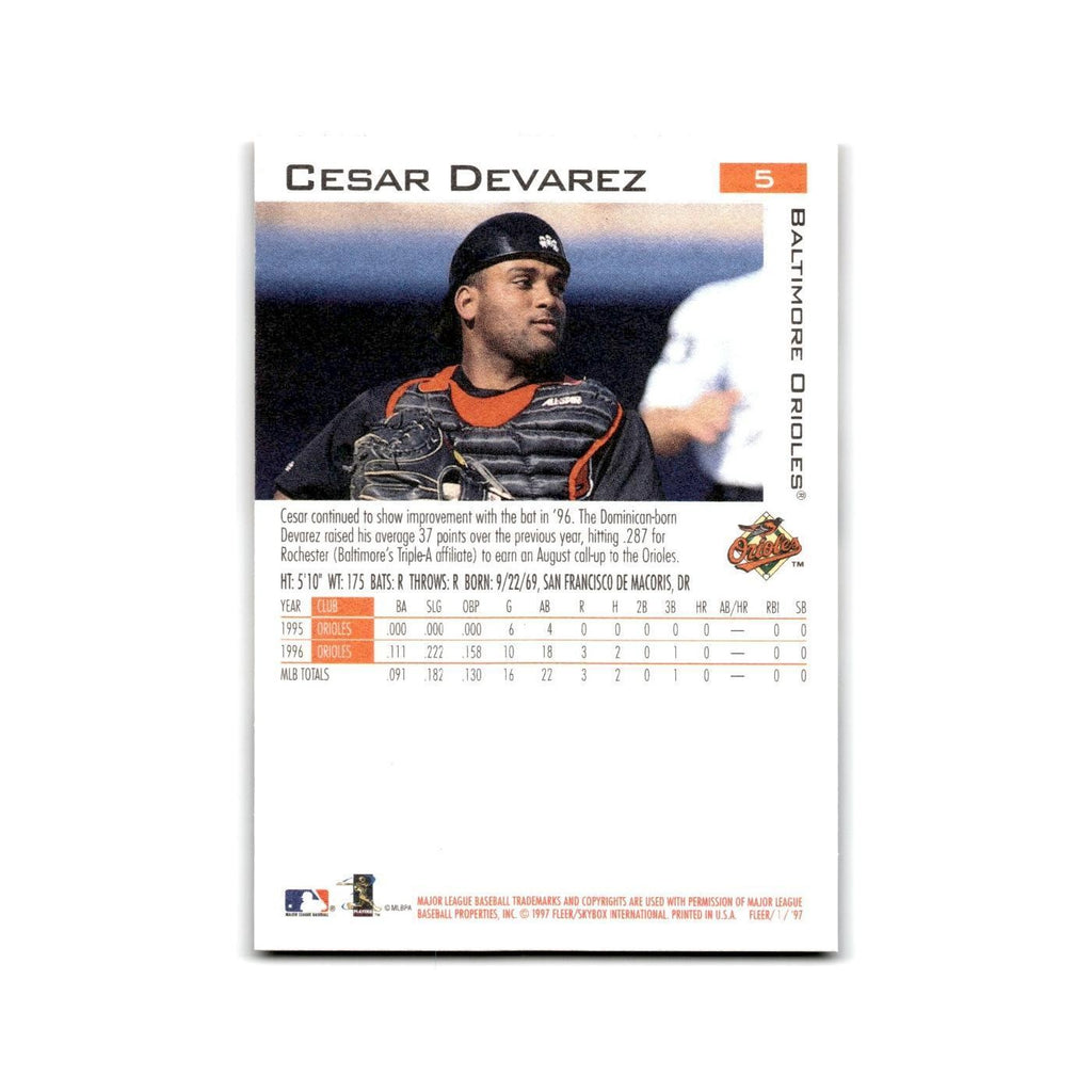 Cesar Devarez 1997 Fleer #5 Baltimore Orioles Baseball Card NM
