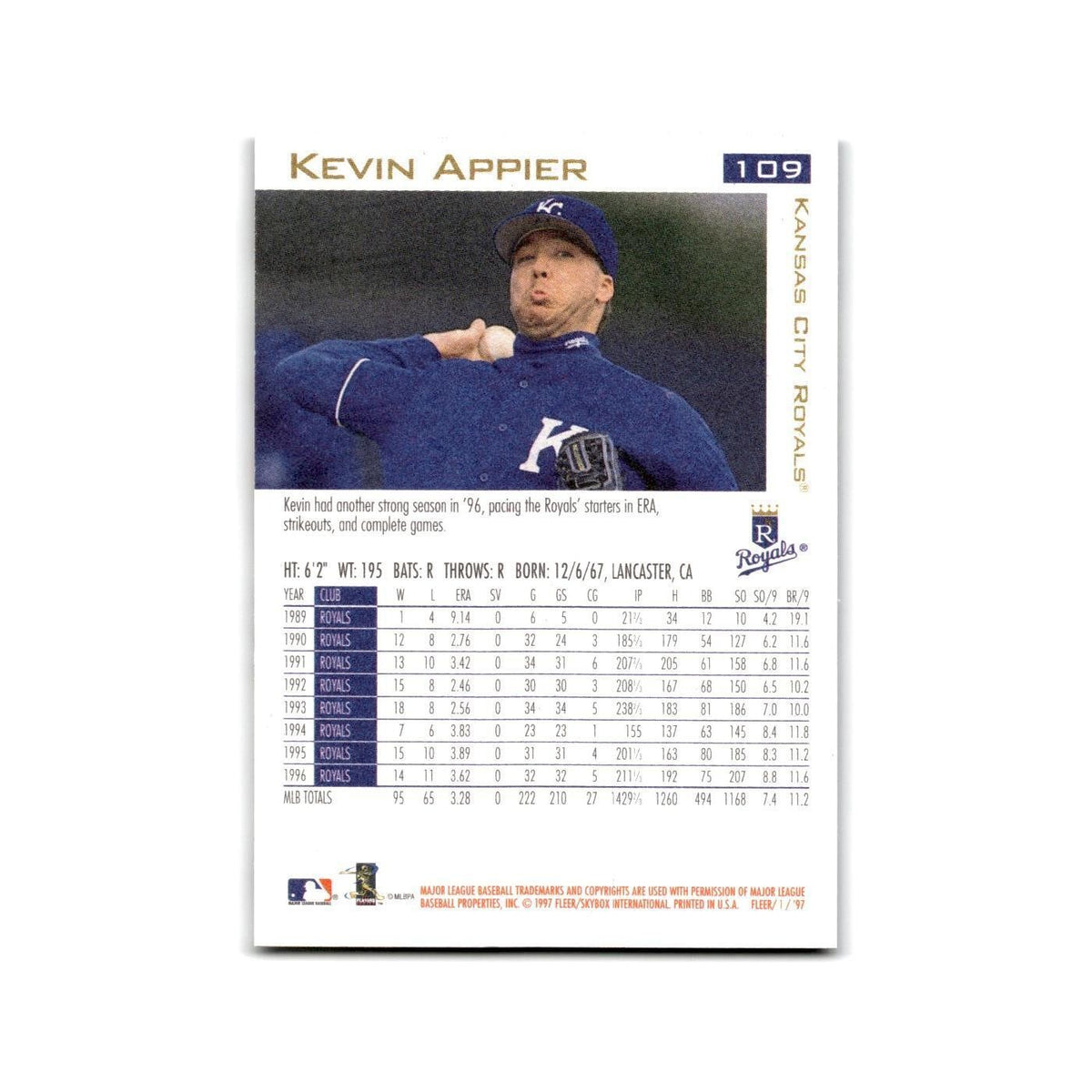 Kevin Appier 1997 Fleer #109 Kansas City Royals Baseball Card NM
