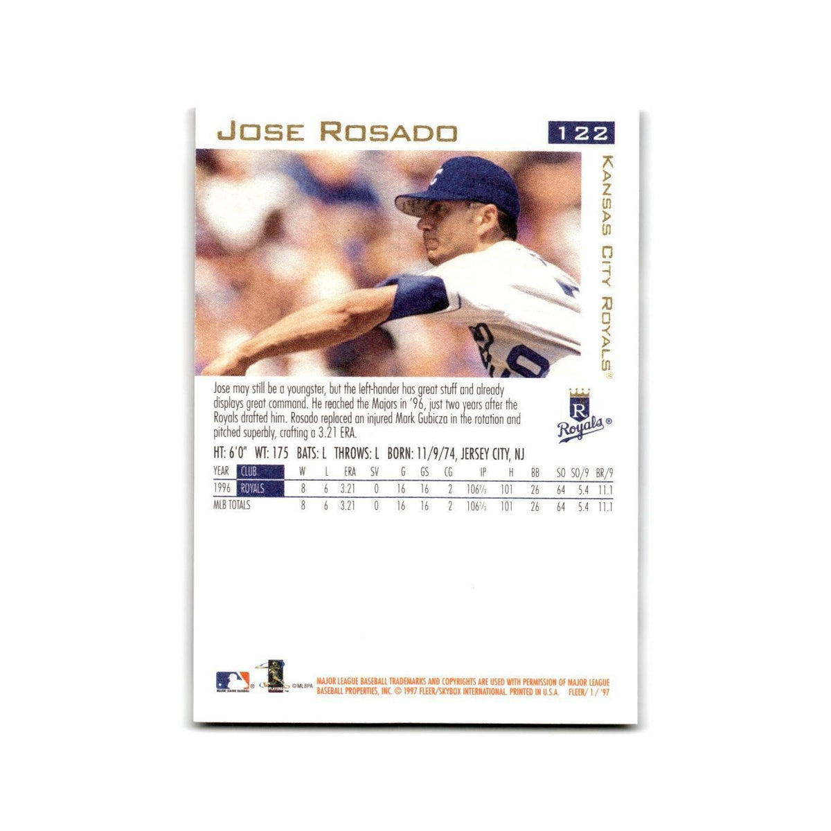 Jose Rosado 1997 Fleer #122 Kansas City Royals Baseball Card NM