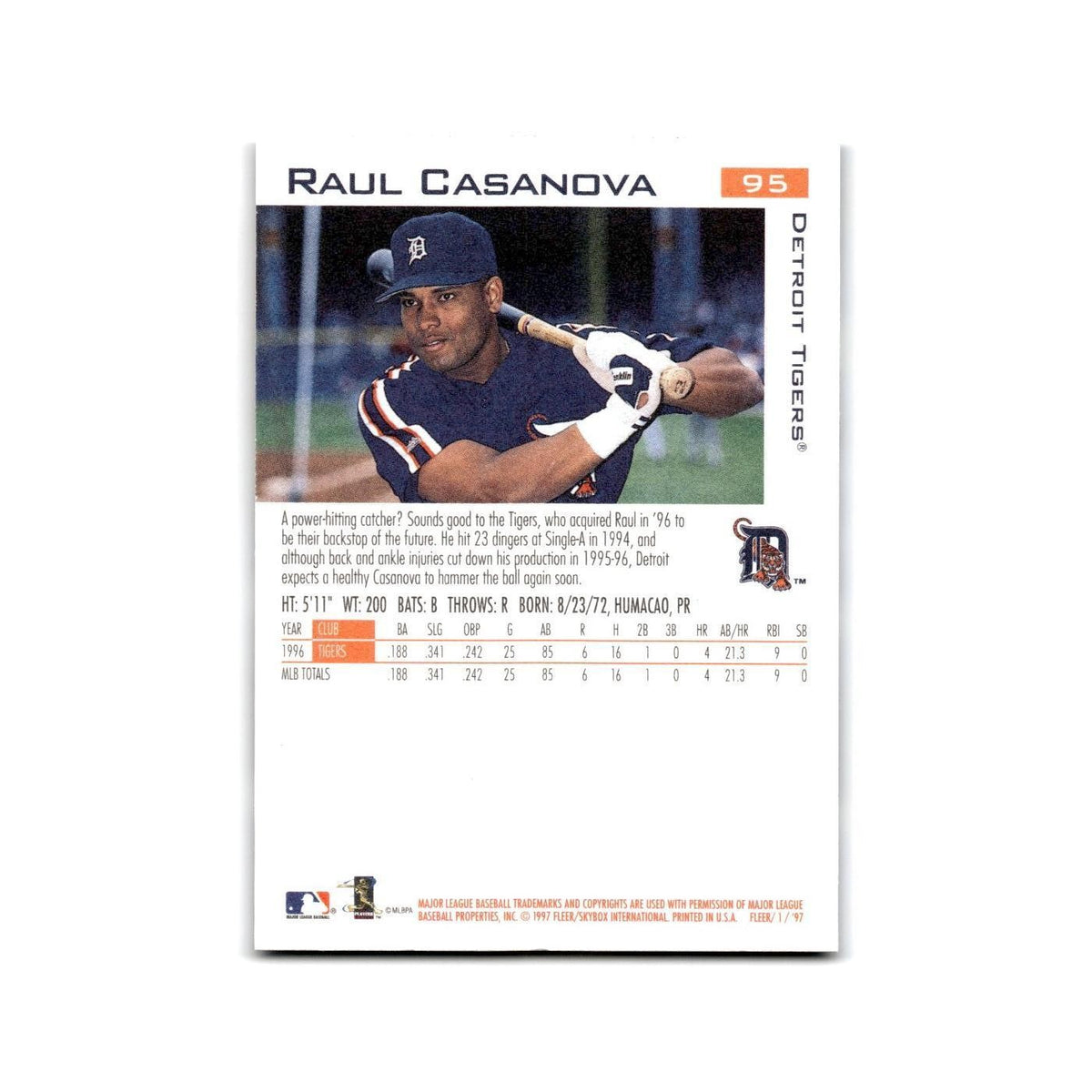 Raul Casanova 1997 Fleer #95 Detroit Tigers Baseball Card NM