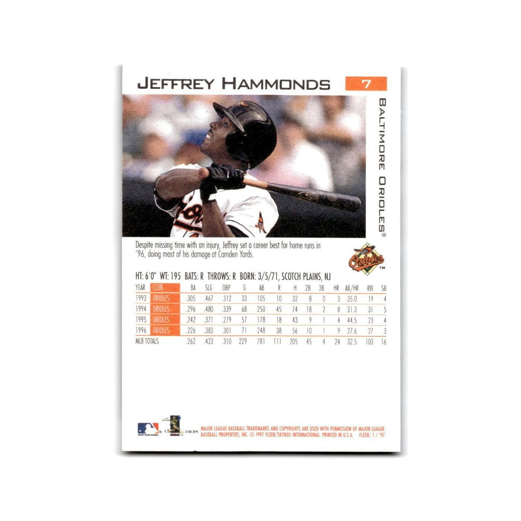 Jeffrey Hammonds 1997 Fleer #7 Baltimore Orioles Baseball Card NM