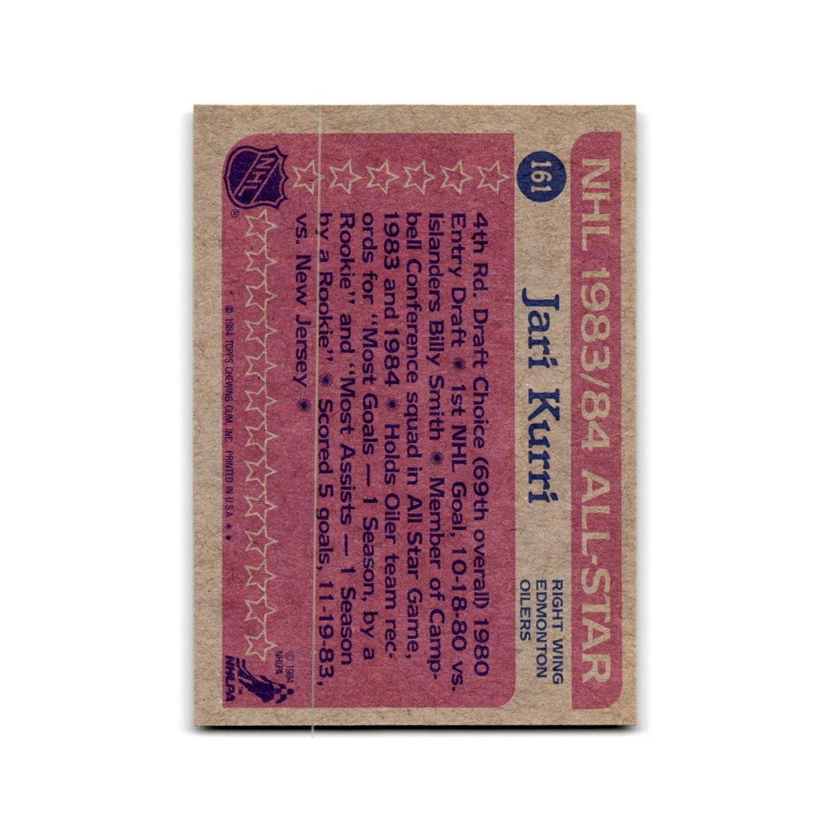 1984 Topps Jari Kurri Edmonton Oilers #161