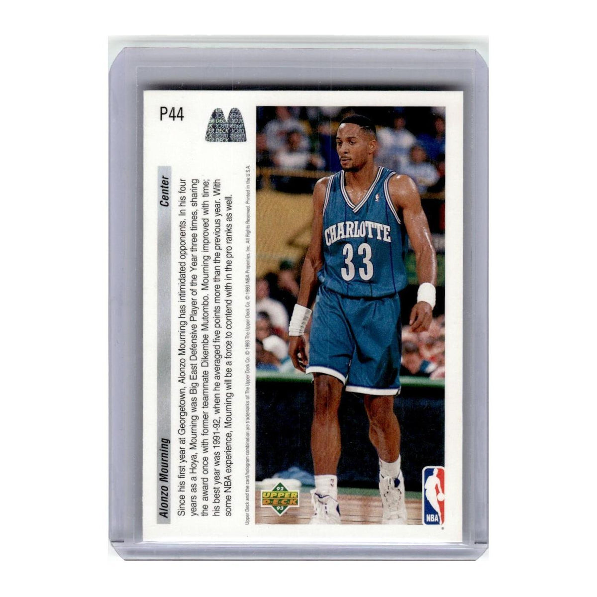 1992 Upper Deck McDonald's Alonzo Mourning Hornets #P44