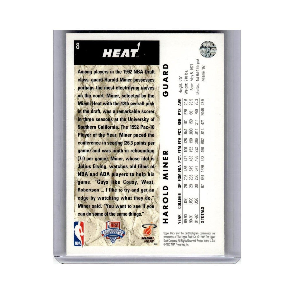 1992 Upper Deck Harold Miner #8