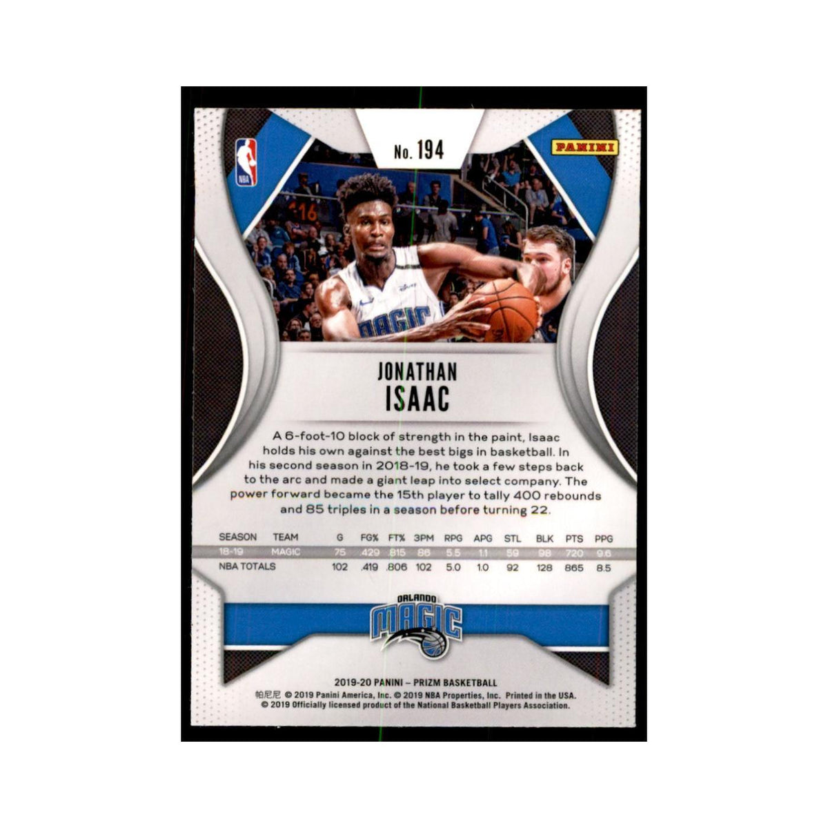 2019 Panini Prizm Jonathan Isaac Basketball Cards #194