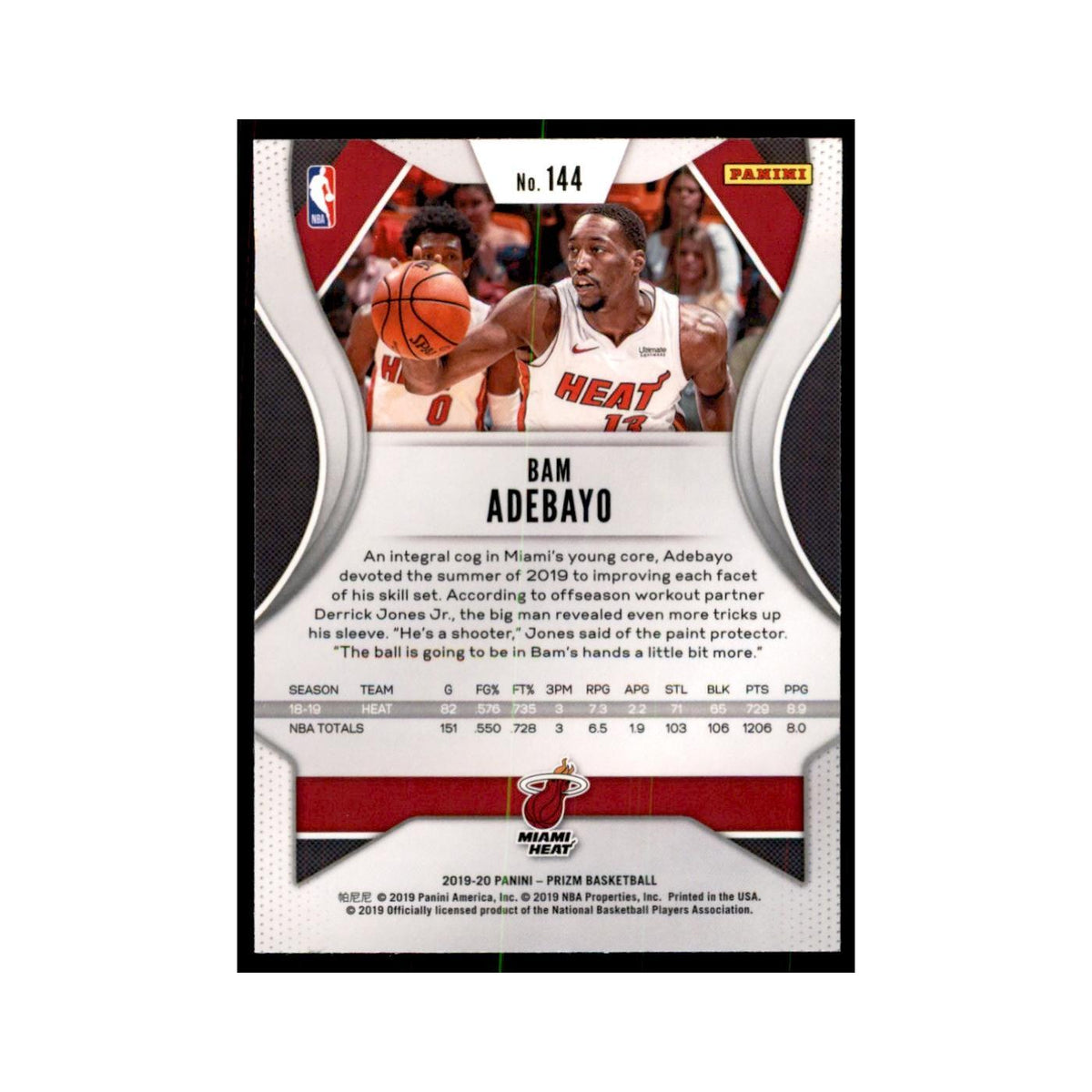 2019 Panini Prizm Bam Adebayo Basketball Cards #144