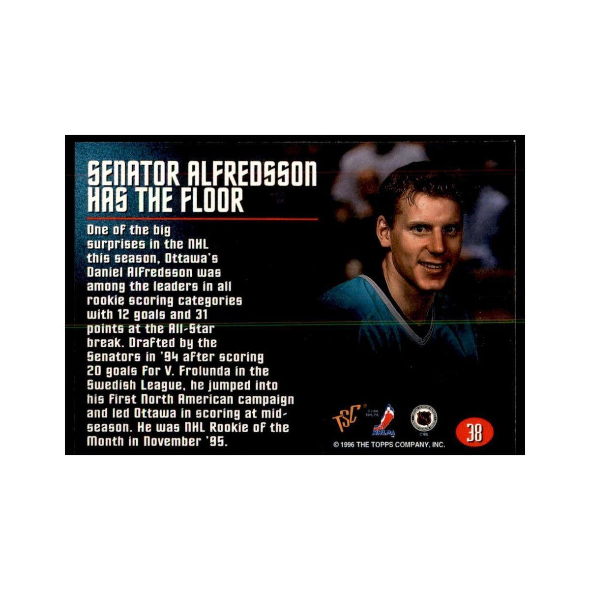 1996 Stadium Club Members Only Daniel Alfredsson Hockey Cards #38