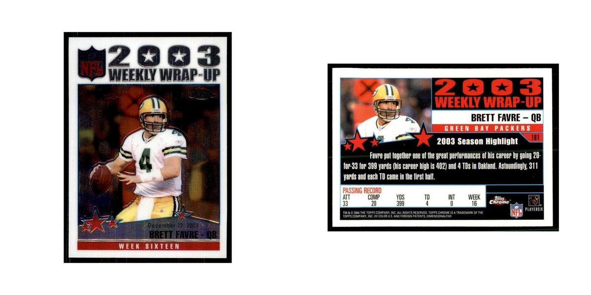 2004 Topps Chrome Brett Favre Football Cards #161