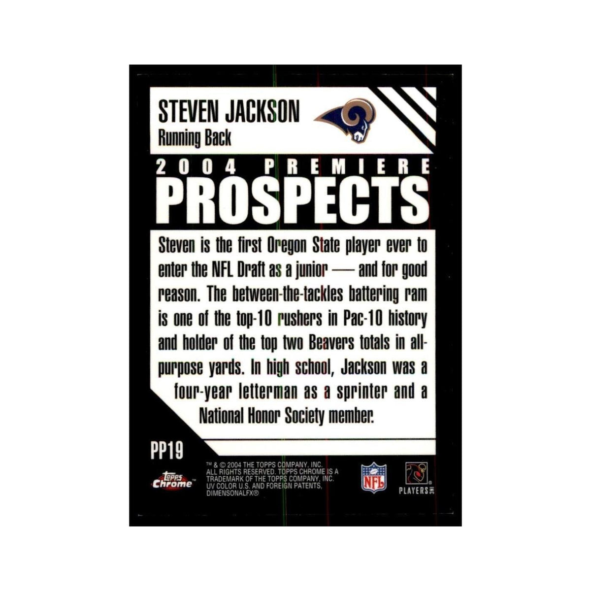 2004 Topps Chrome Steven Jackson Football Cards #PP19