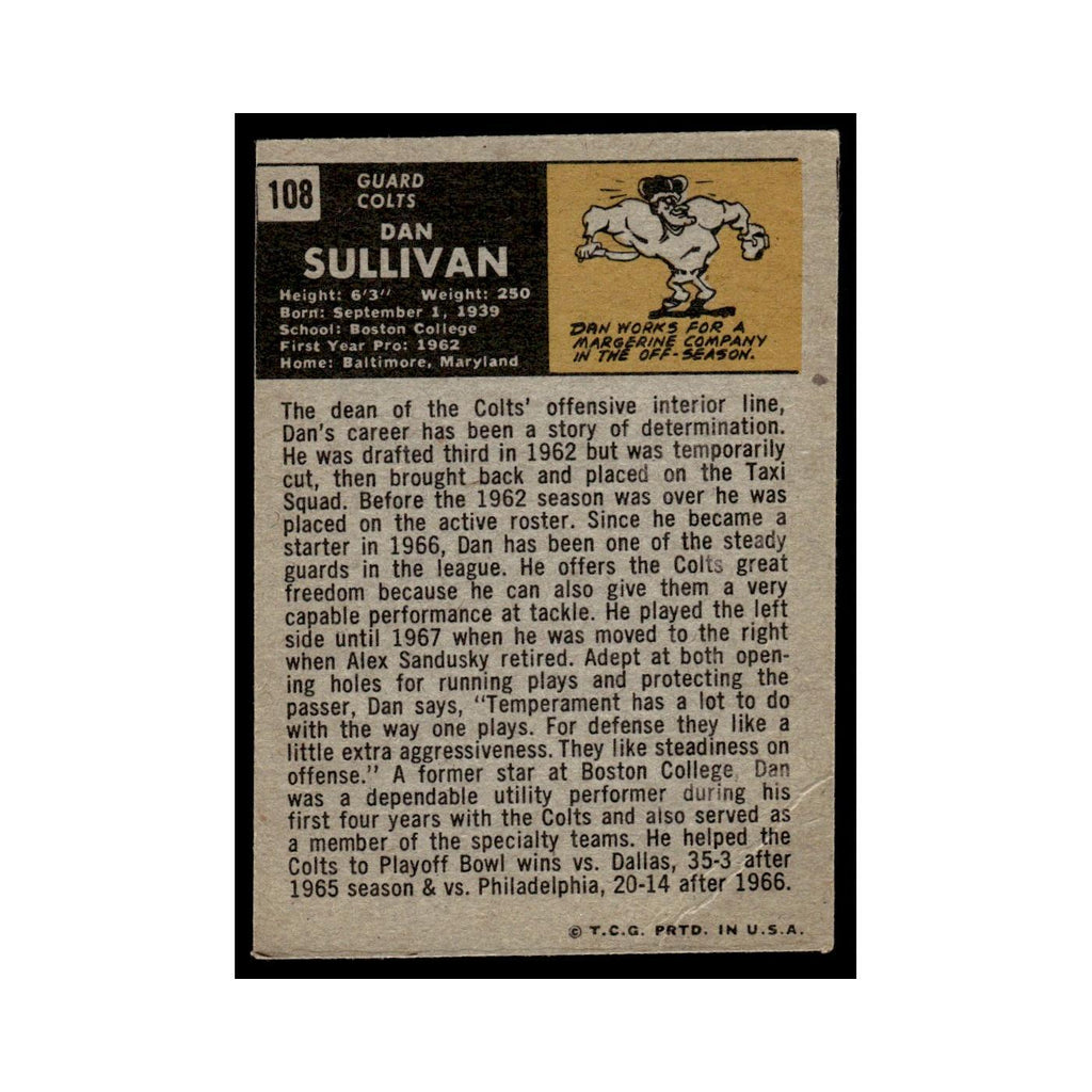 1971 Topps (Damaged) Dan Sullivan RC Baltimore Colts #108