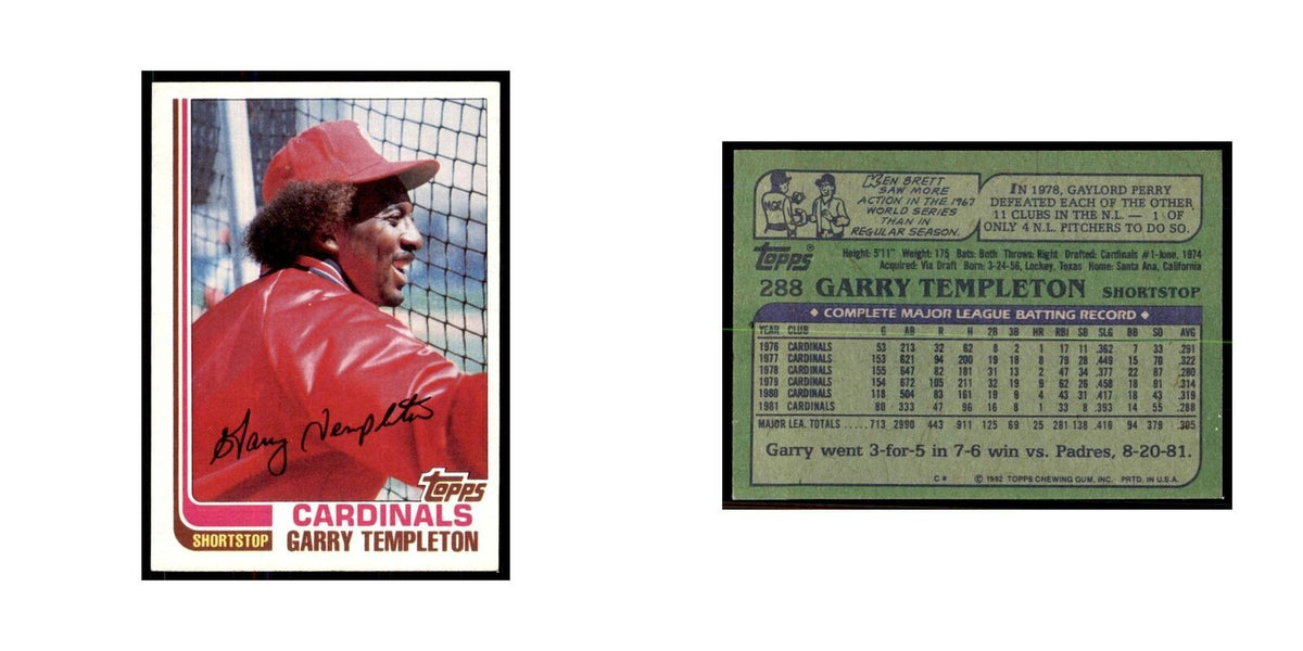 1982 Topps Garry Templeton Baseball Cards #288