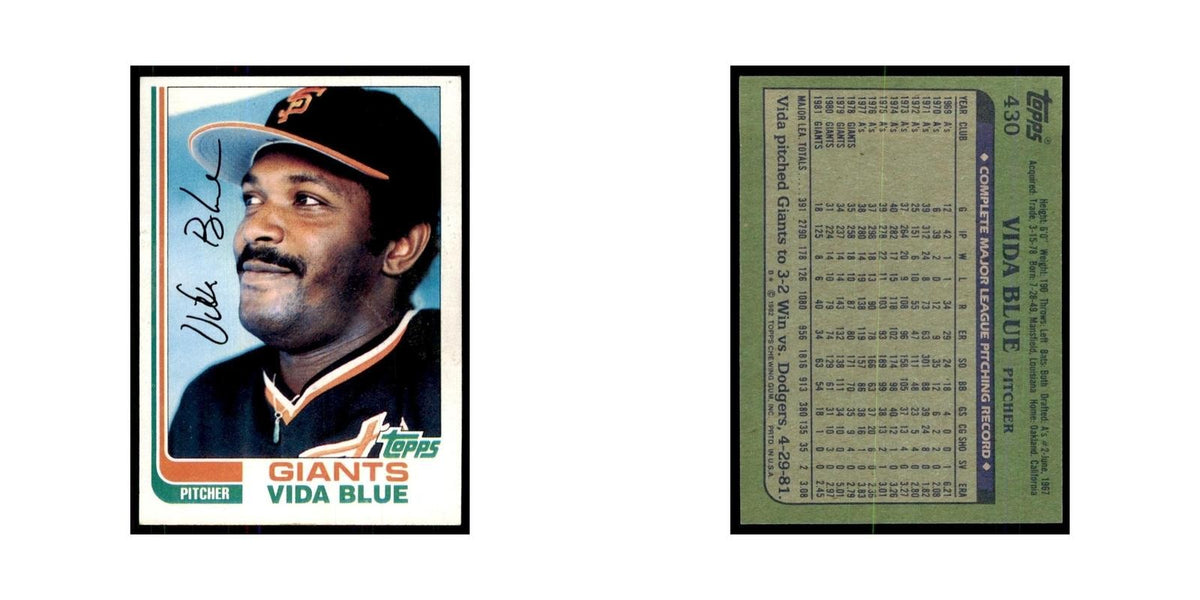 1982 Topps Vida Blue Baseball Cards #430