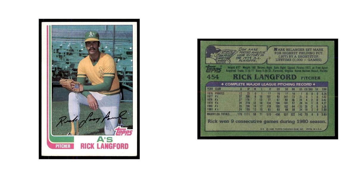 1982 Topps Rick Langford Baseball Cards #454