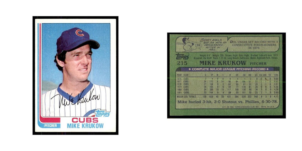1982 Topps Mike Krukow Baseball Cards #215