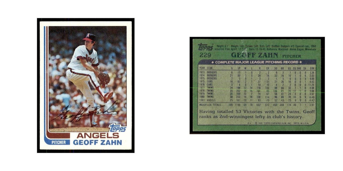 1982 Topps Geoff Zahn Baseball Cards #229