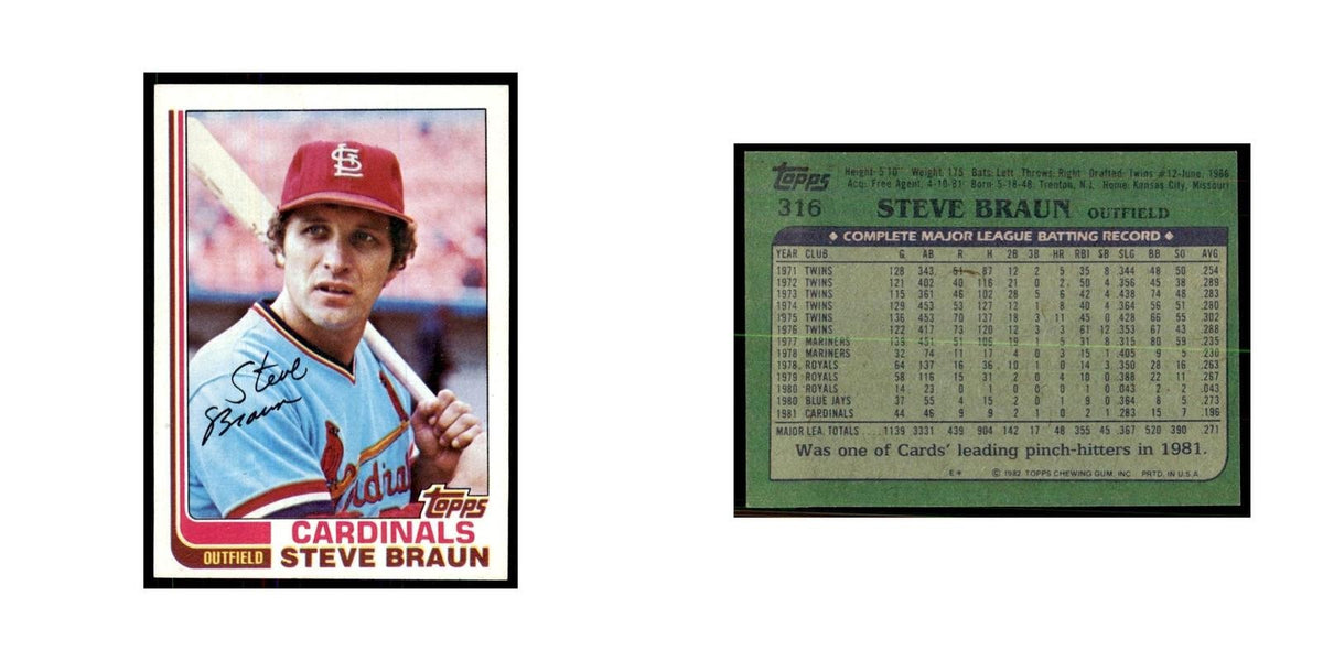 1982 Topps Steve Braun Baseball Cards #316