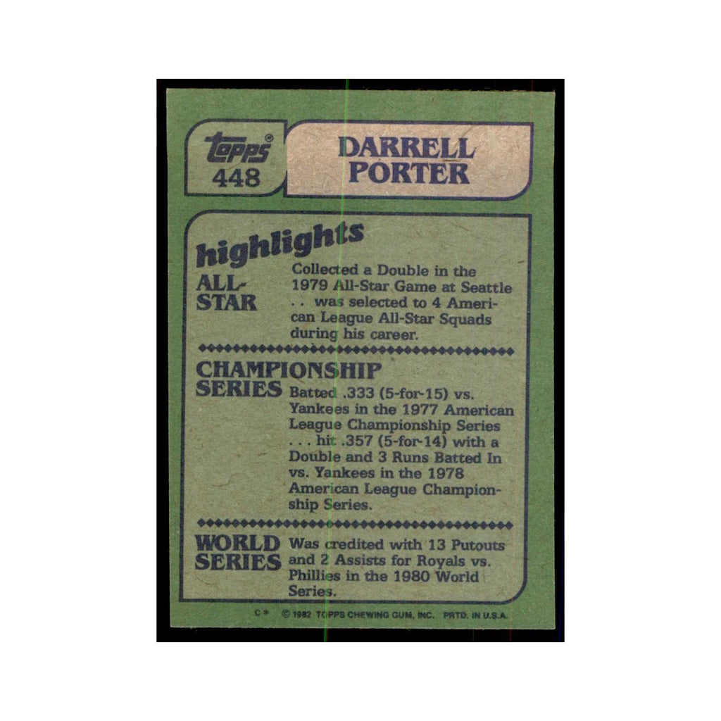 1982 Topps Darrell Porter Baseball Cards #448